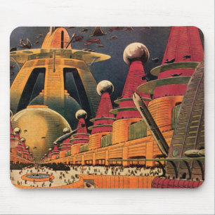 Mousepad Carro futurista do vôo da cidade da ficção