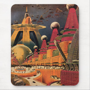 Mousepad Carro futurista do vôo da cidade da ficção