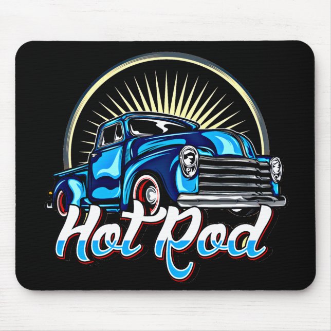 Mousepad Carro Muscular Clássico de Ar Quente Azul (Frente)
