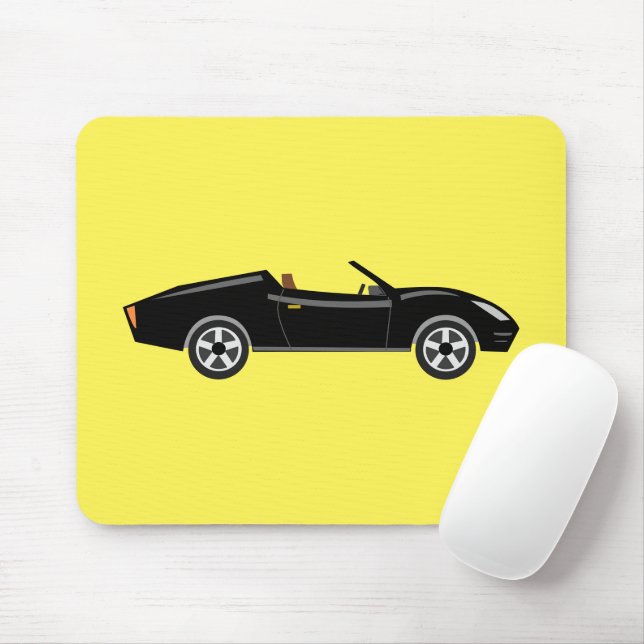 Mousepad Carro Preto Retroativo com Corante Amarelo BG (Com mouse)