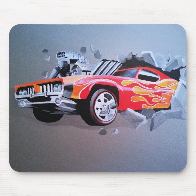 Mousepad Carro Travando Através Da Parede (Frente)
