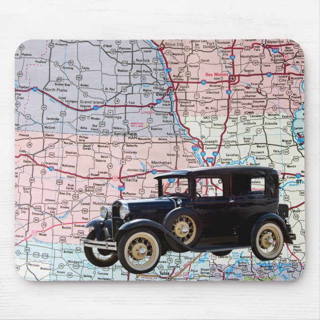 Mousepad Carro vintage no Roteiro (Frente)