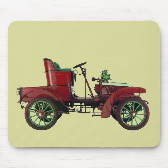 Mousepad CARRO VINTAGE VERMELHO,AUTOMOTIVO CLÁSSICO, Creme  (Frente)