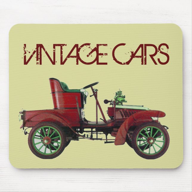 Mousepad CARRO VINTAGE VERMELHO,AUTOMOTIVO CLÁSSICO, Creme (Frente)