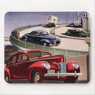 Mousepad Carros Antigos, Viagem de Sedãs Clássicos na Rodov