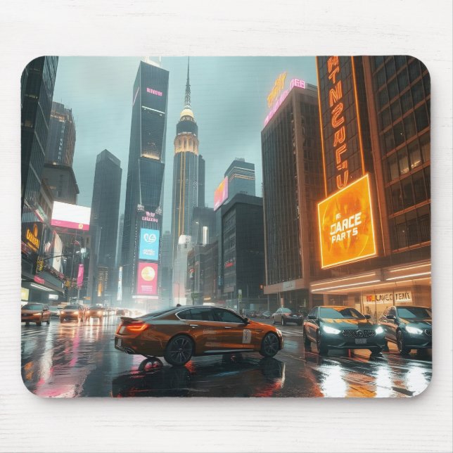Mousepad Carros da Cidade de Arranhacéus Cyberpunk (Frente)