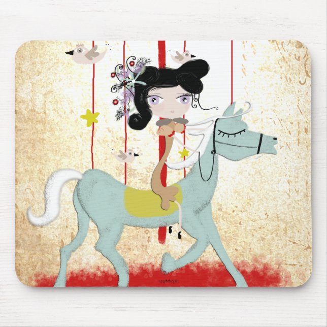 Mousepad Carrossel, boneca de cavalo, crianças, decor, boca (Frente)
