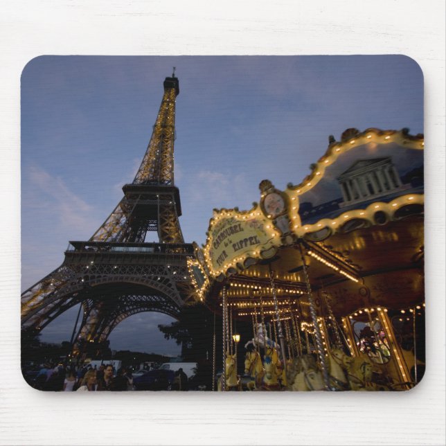 Mousepad Carrossel pela Torre Eiffel à noite, (Frente)