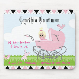 Mousepad Carruagem de Garota Rosa-Rosa-Bonita