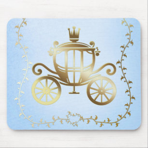 Mousepad Carruagem Elegante Dourada Princesa do Conto Azul