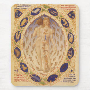 Mousepad Carta Antiga do Zodíaco Celestial, Astrologia Vint