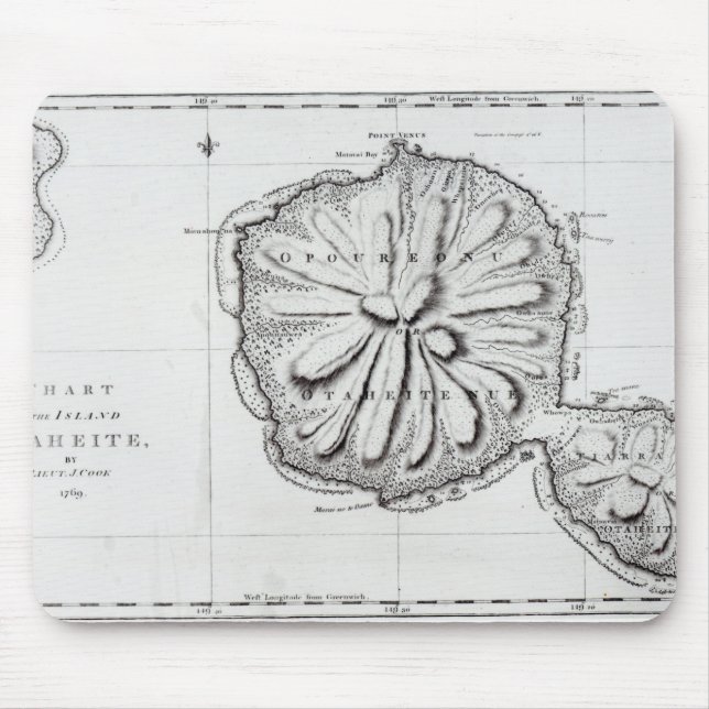 Mousepad Carta da ilha Otaheite, 1769 (Frente)