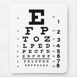 Mousepad Carta de olho da optometria da oftalmologia branca
