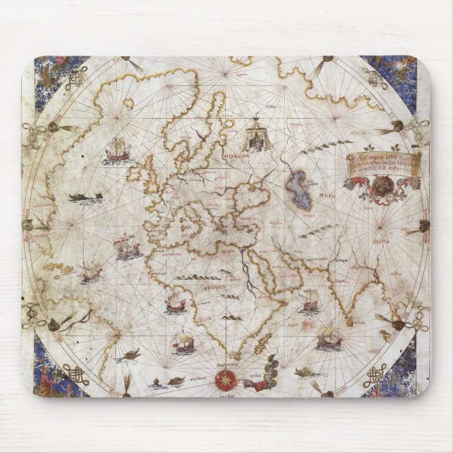 Mousepad Carta de Portolan do mundo | 1519 (Frente)