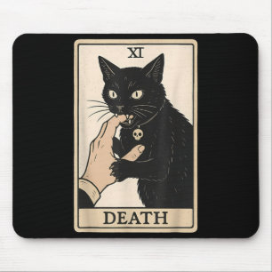 Mousepad Carta de Tarot da Morte Gato Preto Halloween Bruxa