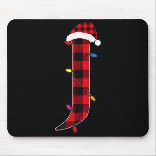 Mousepad Carta Incrível J Nome Inicial Plaid Búfalo Natal