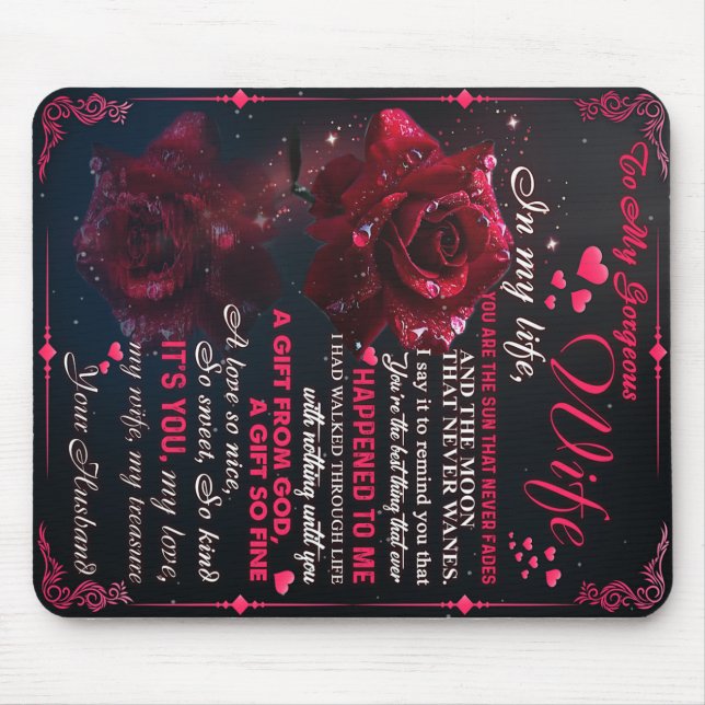 Mousepad Carta Para Minha Esposa Presente, Casal Adorável P (Frente)