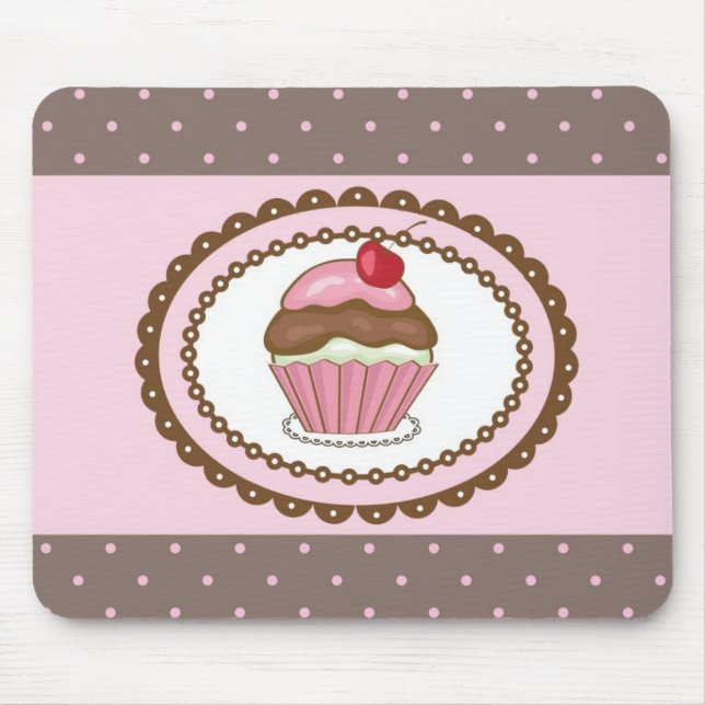 Mousepad Cartão de aniversário com cupcake (Frente)