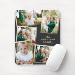 Mousepad Cartão de feriado para multifamília de fotografias<br><div class="desc">Cartão de férias multifamília de fotos dourado moderno.</div>