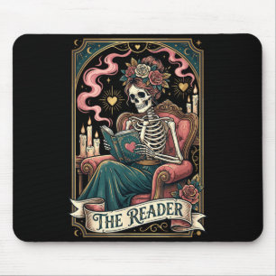 Mousepad Cartão de Tarot Esqueleto O Leitor Amante de Livro