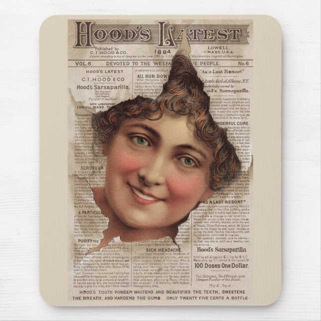 Mousepad Cartão de venda de pó dentário de Hood 1884 (Frente)
