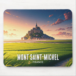 Mousepad Cartão postal Mont Santo-Michel Sunset