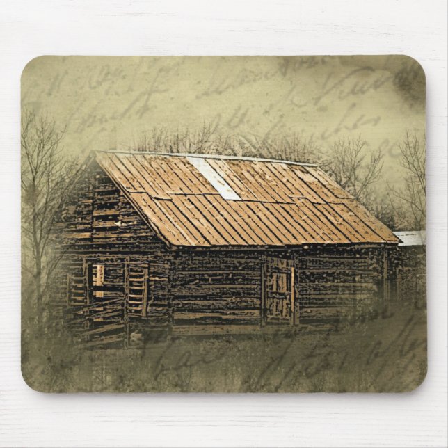 Mousepad Cartão-Postal Rustic Cabin Vintage (Frente)