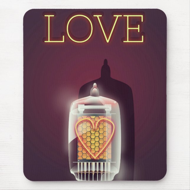 Mousepad Cartaz antigo 'Amor' de Tubo Nixie (Frente)
