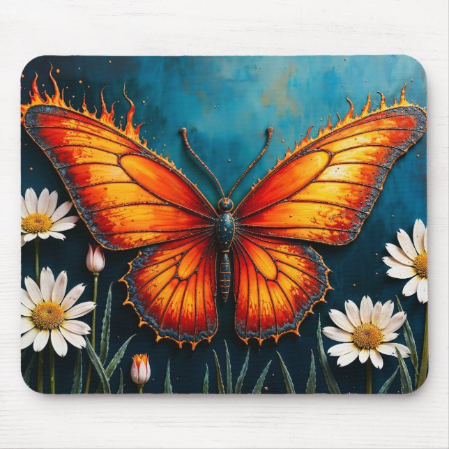 Mousepad Cartaz-borboleta-de-fogo trabalho de arte chamomil (Frente)
