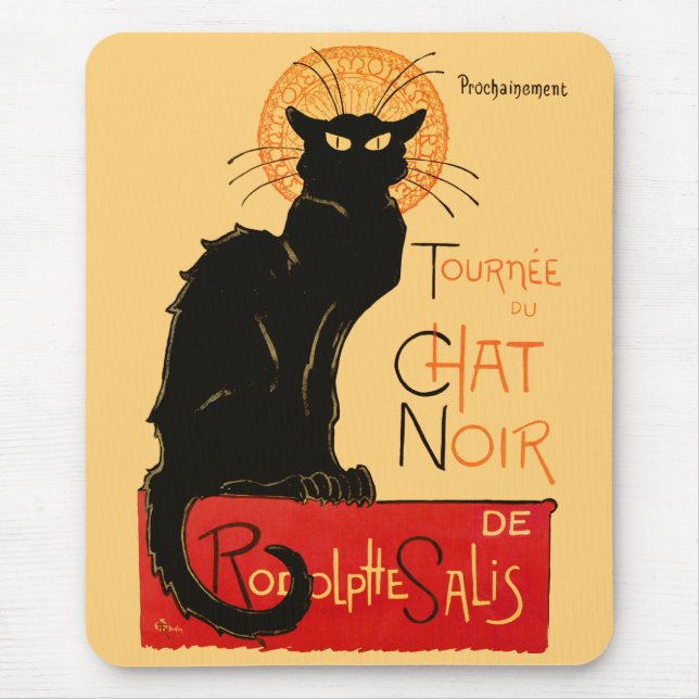 Mousepad Cartaz Clássico do Gato Preto Steinlen Chat Noir F (Frente)