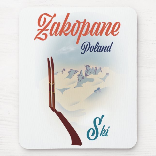 Mousepad Cartaz de esqui de Zakopane Polônia (Frente)