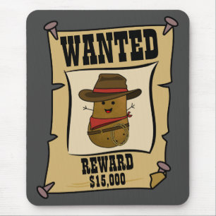 Mousepad Cartaz de Procurado de Batata Cowboy