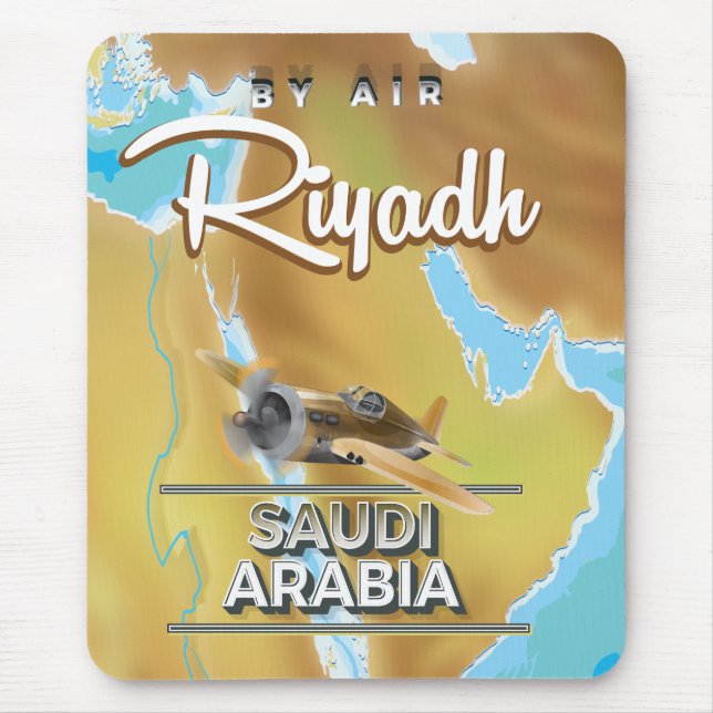 Mousepad Cartaz de viagem antigo de Riade Arábia Saudita (Frente)