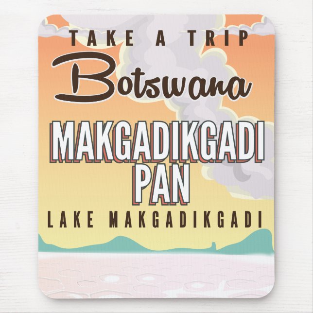 Mousepad Cartaz de viagem antigo do Botswana - Makgadikgadi (Frente)