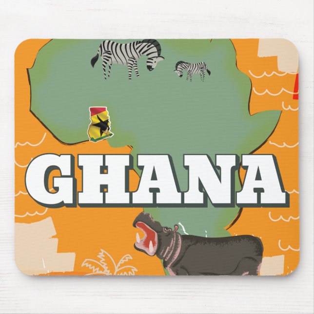 Mousepad cartaz de viagem antigo do Gana (Frente)