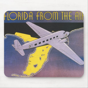 Mousepad Cartaz de Viagem Antigo, Flórida do Ar Avião
