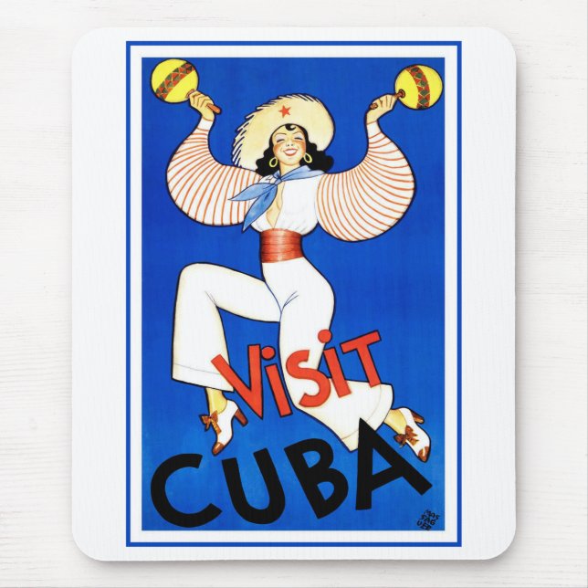 Mousepad Cartaz de Viagem Antigo, Visite Havana Cuba, Marac (Frente)