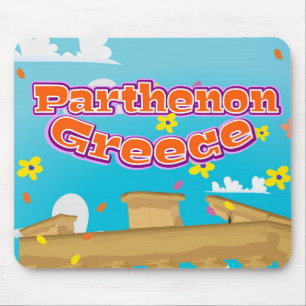 Mousepad Cartaz de viagem ao Partenon Grécia.
