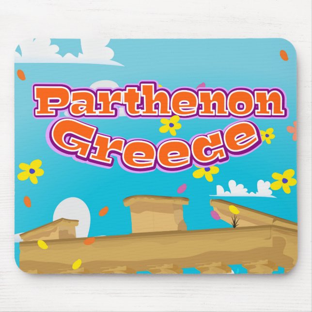 Mousepad Cartaz de viagem ao Partenon Grécia. (Frente)