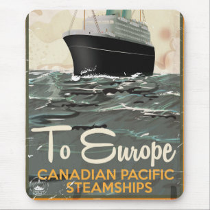 Mousepad Cartaz de viagem canadense vintage para a Europa
