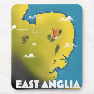 Mousepad Cartaz de viagem da Ânglia Oriental. Impressão em 