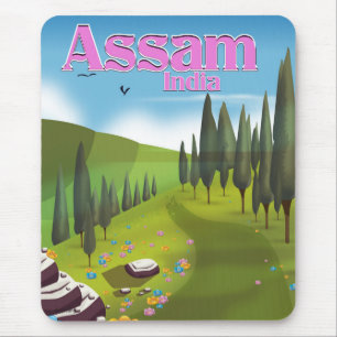 Mousepad Cartaz de viagem da Índia Assam para impressão.