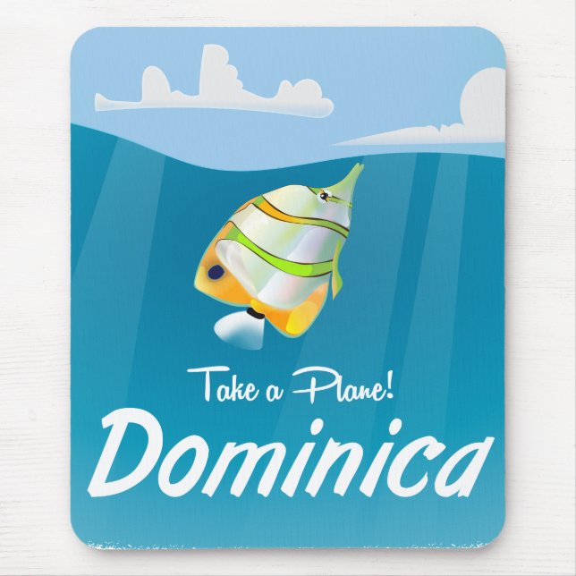 Mousepad Cartaz de viagem de avião retrô da Dominica. (Frente)