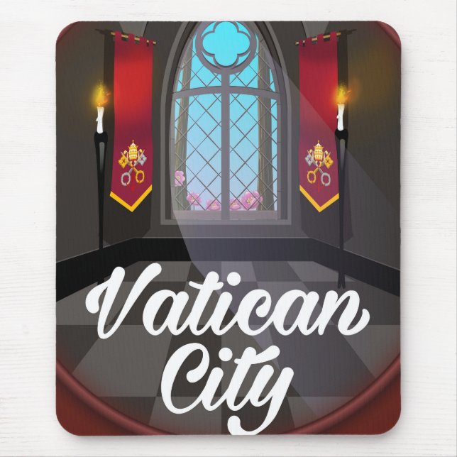 Mousepad cartaz de viagem de desenho animado da cidade do V (Frente)