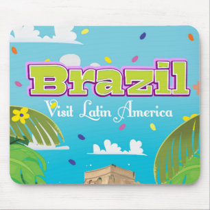 Mousepad Cartaz de viagem de desenho animado do Brasil.