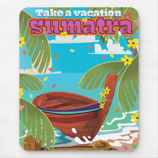 Mousepad cartaz de viagem de Sumatra Indonésia (Frente)