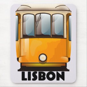 Mousepad Cartaz de viagem do bonde amarelo de Lisboa