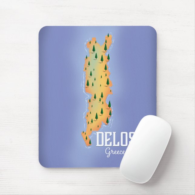 Mousepad Cartaz de viagem do mapa da Grécia Delos (Com mouse)