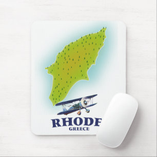Mousepad Cartaz de viagem do mapa da ilha de Rodes, Grécia.