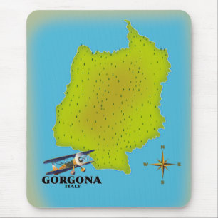 Mousepad Cartaz de viagem do mapa da Itália Gorgona.